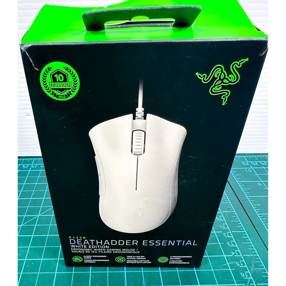 Razer DeathAdder Essential White Edition Wired Gaming Mouse 6400 DPI RZ01-0385